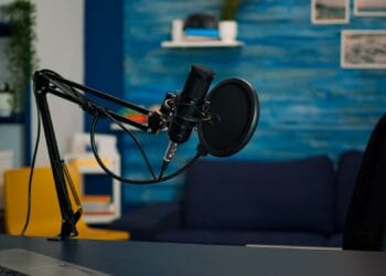 station for recording and speaking during podcast